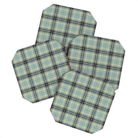Heather Dutton Headmaster Plaid Seafoam Coaster Set