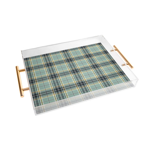 Heather Dutton Headmaster Plaid Seafoam Acrylic Tray