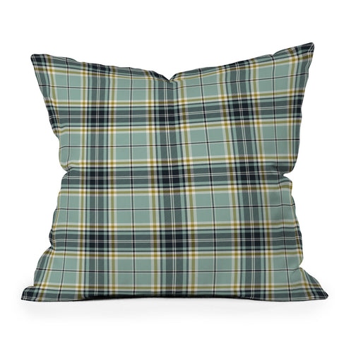 Heather Dutton Headmaster Plaid Seafoam Outdoor Throw Pillow