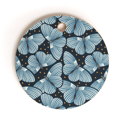 Heather Dutton In Flight Midnight Blue Cutting Board Round