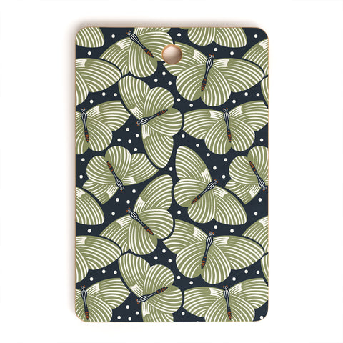 Heather Dutton In Flight Midnight Green Cutting Board Rectangle