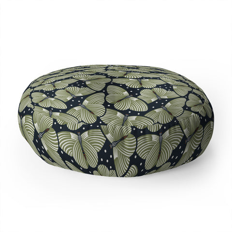 Heather Dutton In Flight Midnight Green Floor Pillow Round