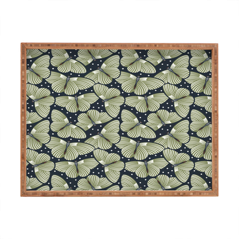 Heather Dutton In Flight Midnight Green Rectangular Tray