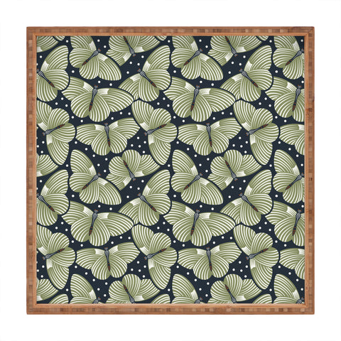 Heather Dutton In Flight Midnight Green Square Tray