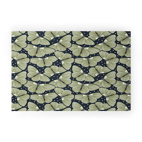 Heather Dutton In Flight Midnight Green Welcome Mat