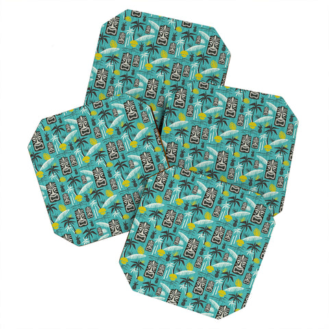 Heather Dutton Island Tiki Aqua Coaster Set