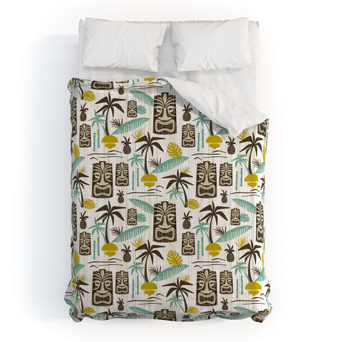 Heather Dutton Island Tiki White Duvet Cover