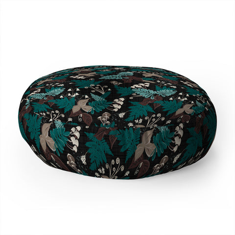 Heather Dutton Magic Forest Black Floor Pillow Round