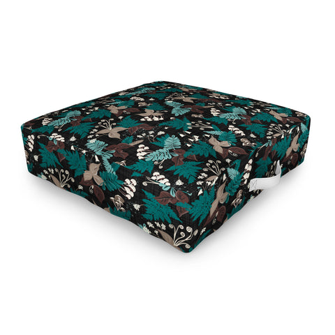 Heather Dutton Magic Forest Black Outdoor Floor Cushion