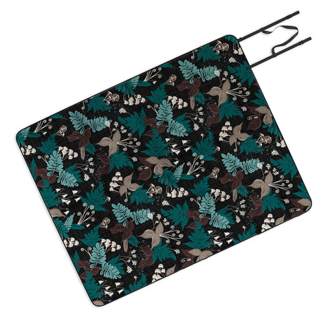 Heather Dutton Magic Forest Black Picnic Blanket