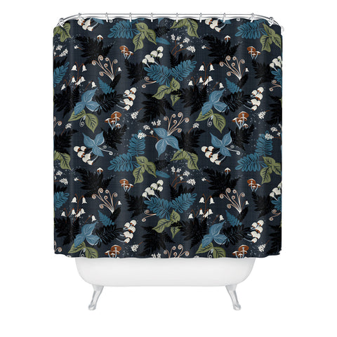 Heather Dutton Magic Forest Midnight Shower Curtain