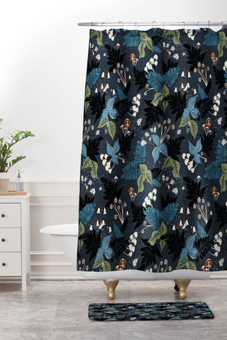 Heather Dutton Magic Forest Midnight Shower Curtain And Mat