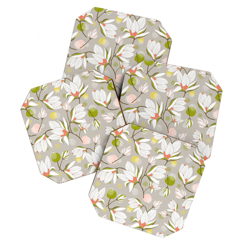 Heather Dutton Magnolia Blossom Stone Coaster Set