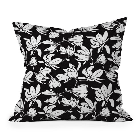 Heather Dutton Magnolia Garden Black Outdoor Throw Pillow