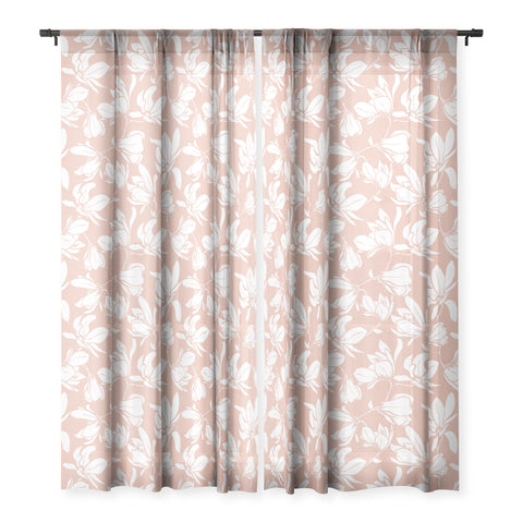 Heather Dutton Magnolia Garden Blush Pink Sheer Window Curtain