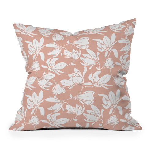 Heather Dutton Magnolia Garden Blush Pink Throw Pillow