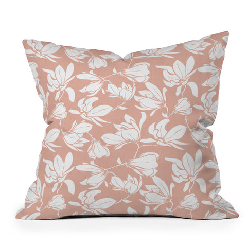 Heather Dutton Magnolia Garden Blush Pink Outdoor Throw Pillow