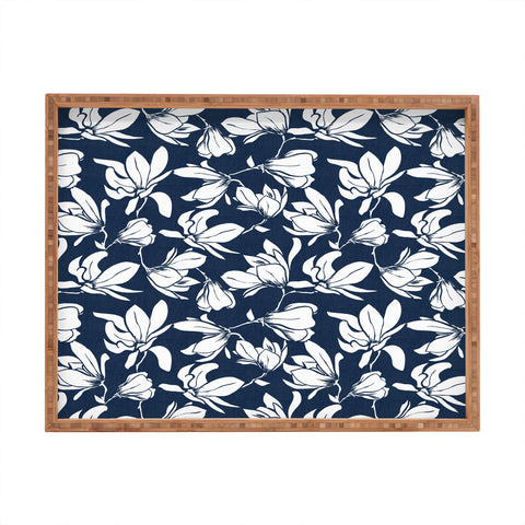 Heather Dutton Magnolia Garden Navy Rectangular Tray