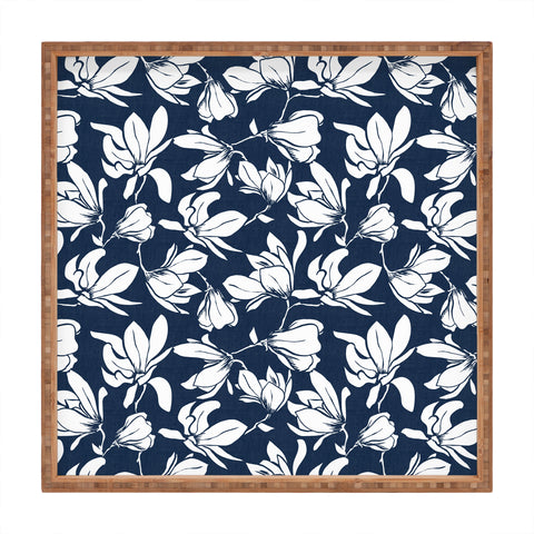 Heather Dutton Magnolia Garden Navy Square Tray