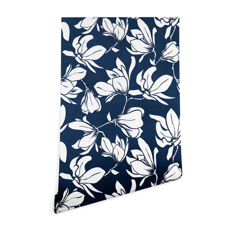 Heather Dutton Magnolia Garden Navy Wallpaper