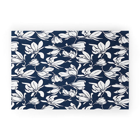 Heather Dutton Magnolia Garden Navy Welcome Mat