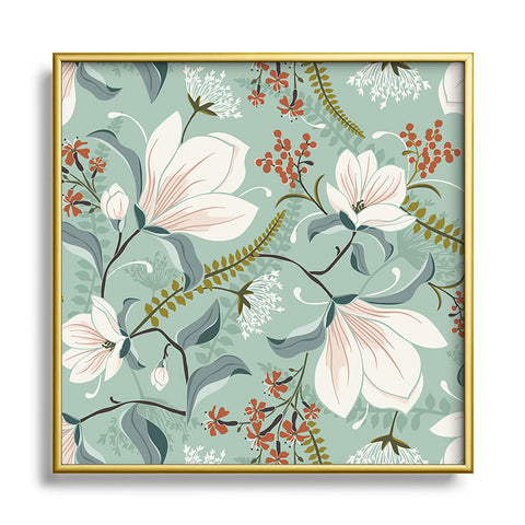 Heather Dutton Magnolia Plantation Celadon Square Metal Framed Art Print