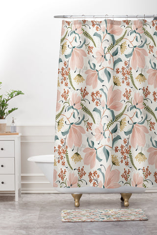 Heather Dutton Magnolia Plantation Ivory Shower Curtain And Mat