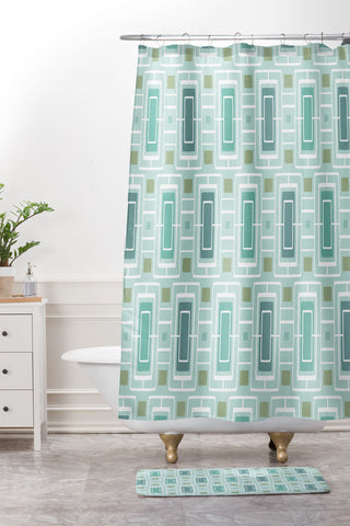 Heather Dutton Midtown Aqua Shower Curtain And Mat