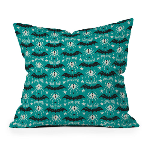 Heather Dutton Night Creatures Teal Outdoor Throw Pillow