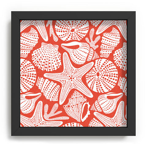 Heather Dutton Ocean Floor Nautical Shells Red Recessed Framing Square