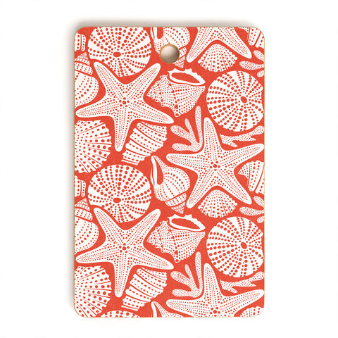 Heather Dutton Ocean Floor Nautical Shells Red Cutting Board Rectangle