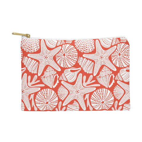 Heather Dutton Ocean Floor Nautical Shells Red Pouch
