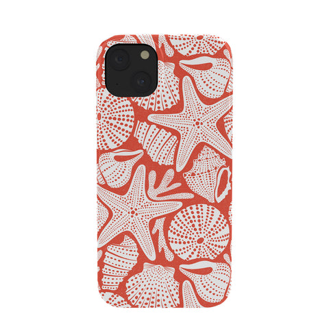 Heather Dutton Ocean Floor Nautical Shells Red Phone Case