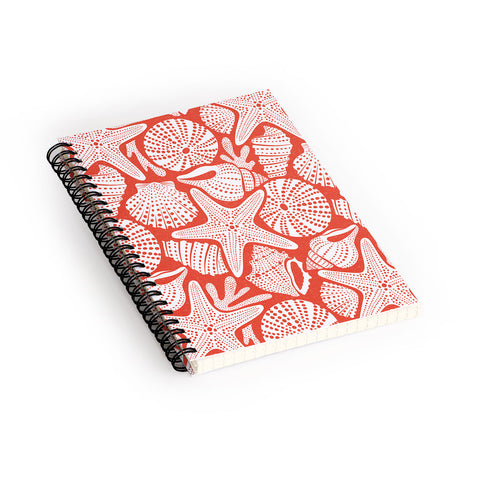Heather Dutton Ocean Floor Nautical Shells Red Spiral Notebook