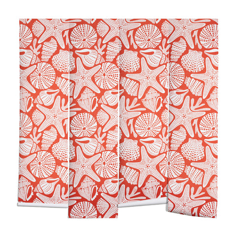 Heather Dutton Ocean Floor Nautical Shells Red Wall Mural