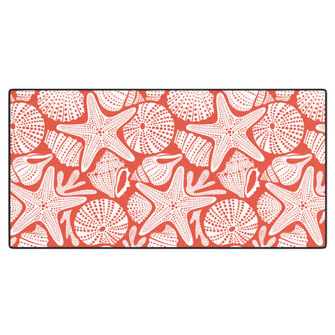 Heather Dutton Ocean Floor Nautical Shells Red Desk Mat