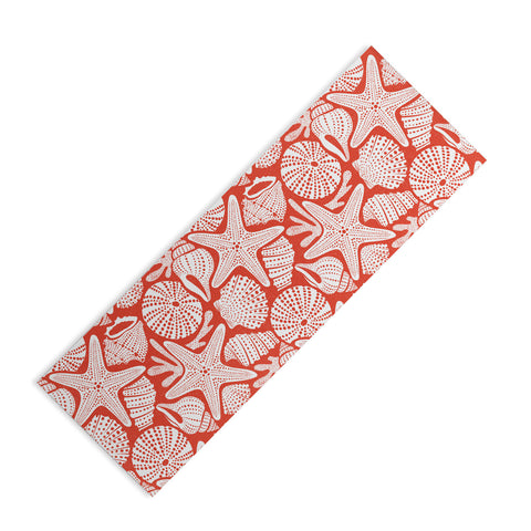 Heather Dutton Ocean Floor Nautical Shells Red Yoga Mat