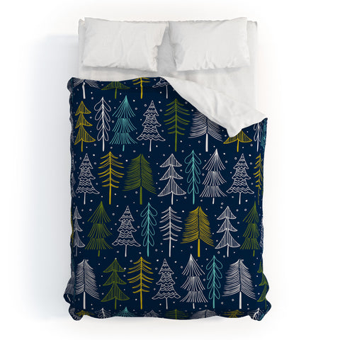 Heather Dutton Oh Christmas Tree Midnight Duvet Cover