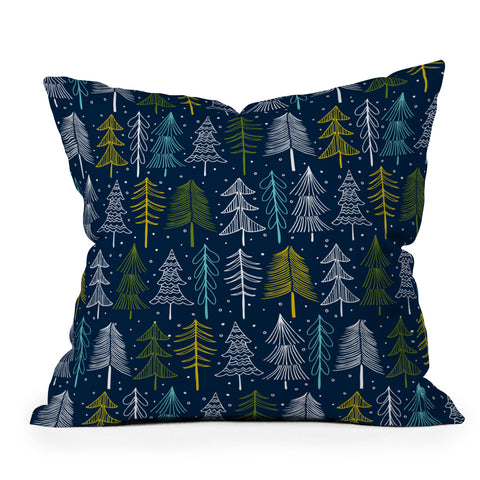 Heather Dutton Oh Christmas Tree Midnight Outdoor Throw Pillow