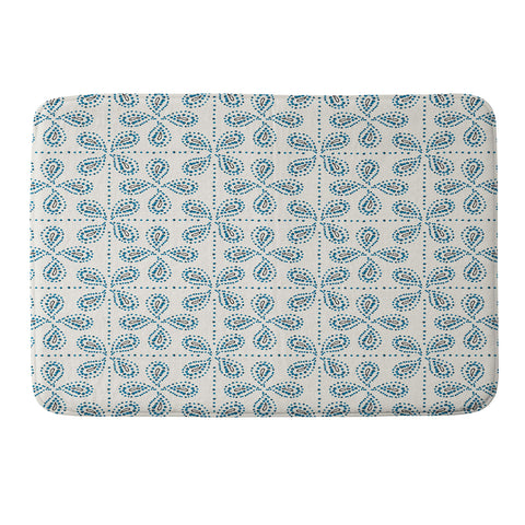 Heather Dutton Paizale Ivory Blue Memory Foam Bath Mat