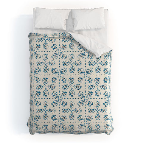 Heather Dutton Paizale Ivory Blue Duvet Cover