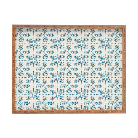 Heather Dutton Paizale Ivory Blue Rectangular Tray