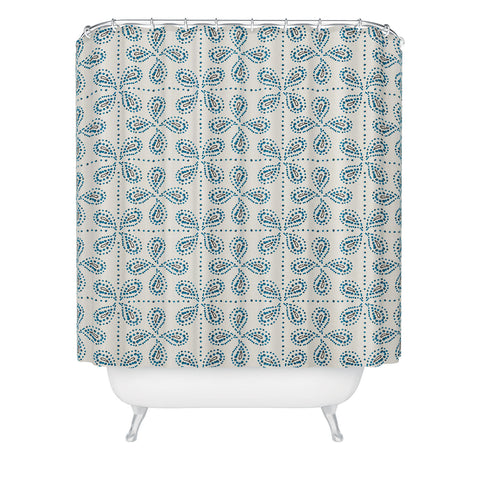 Heather Dutton Paizale Ivory Blue Shower Curtain