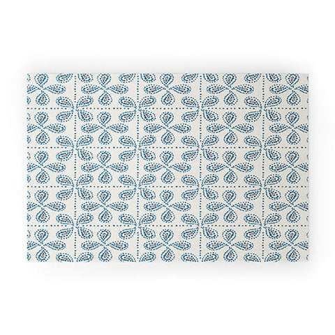 Heather Dutton Paizale Ivory Blue Welcome Mat