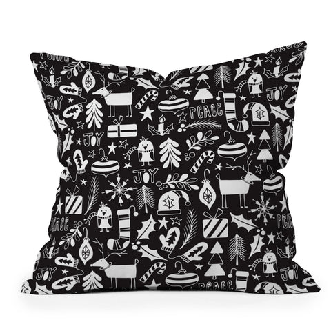 Heather Dutton Peace and Joy Black Outdoor Throw Pillow