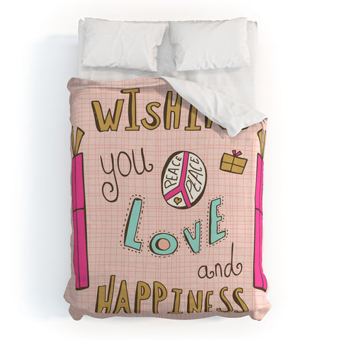 Heather Dutton Peace Love And Happiness Duvet Cover