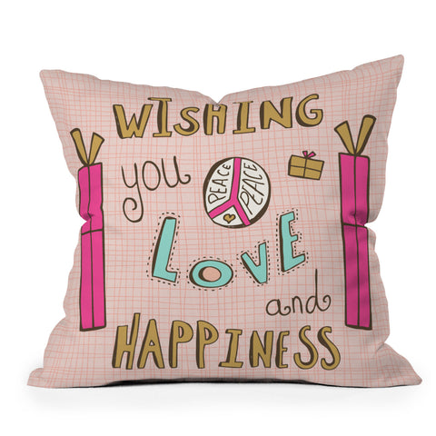 Heather Dutton Peace Love And Happiness Outdoor Throw Pillow