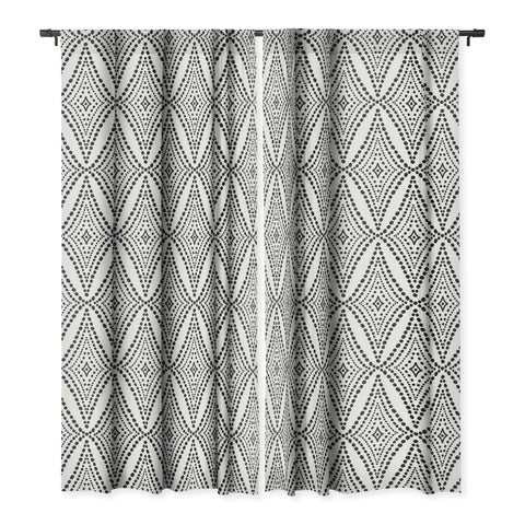 Heather Dutton Pebble Pathway Black and White Blackout Window Curtain