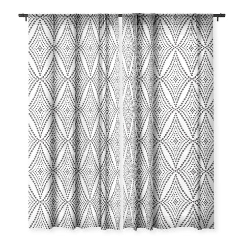 Heather Dutton Pebble Pathway Black and White Sheer Window Curtain