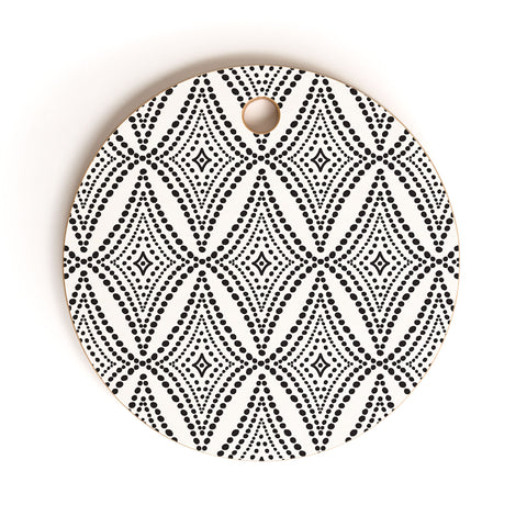 Heather Dutton Pebble Pathway Black and White Cutting Board Round